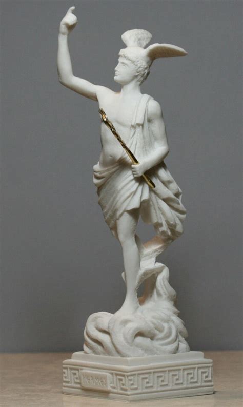 Flying Greek Mercury Hermes Messenger God Alabaster Statue