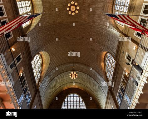 The Registry Room Or Great Hall At Ellis Island National Park In New