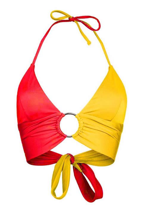 Transacoustic Sarı Kırmızı Halka Aksesuarlı Ekstra Yumuşak Özel Koleksiyon Tulumlu Şık Bikini