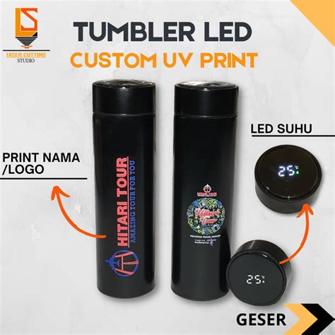 Jual Tumbler Custom Print Uv Nama Logo Led Tumbler Dengan Pengukur Suhu