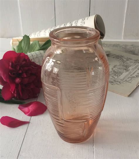 Pink Glass Vase French Vintage Pressed Rose Coloured 1960 S Vintage Vase Shabby French Chic