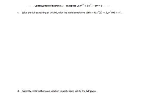 Solved Continuation Of Exercise 1 Using The De