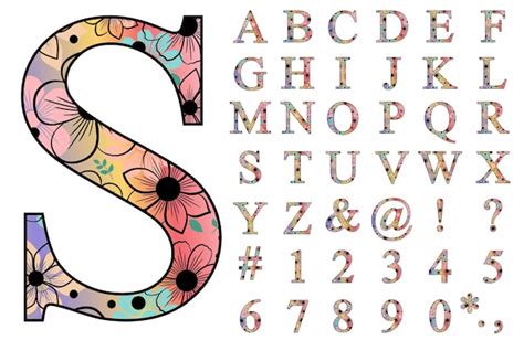 Premium Vector Floral Alphabet Set Full Color Vector Design Flower