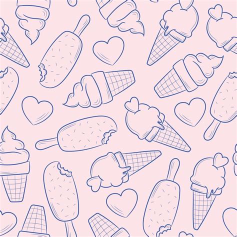 Premium Vector Pink Ice Cream Seamless Repeat Pattern Vector Background