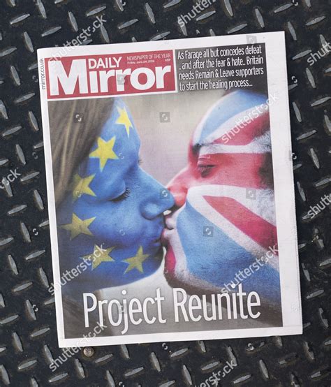 British Newspaper Daily Mirror Front Page Editorial Stock Photo Stock