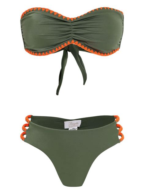Brigitte Bardot Whipstitch Trim Bikini In Green Lyst