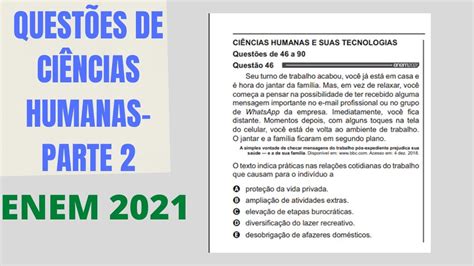 Enem Resolu O De Quest Es De Ci Ncias Humanas A L Via