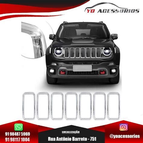 Aplique Da Grade Frontal Jeep Renegade 2019 2020 Encaixe Sob Medida