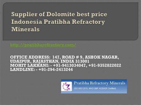 Ppt Supplier Of Dolomite Best Price Indonesia Pratibha Refractory