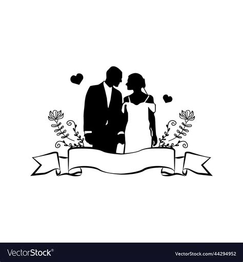 Bride And Groom Silhouette Clipart Isolated Vector Image