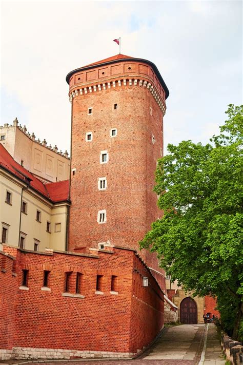 The Old Red Brick Zamek Krolewski Na Wawelu Castle In The Center Of