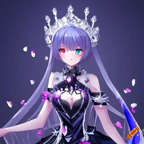 Beautiful Anime Queen With Silver Diamond Crown On Craiyon