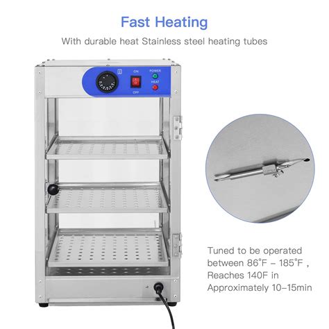 SUNCOO 24 Commercial Countertop Hot Food Warmer Display Case For Restaurant Heated Cabinet