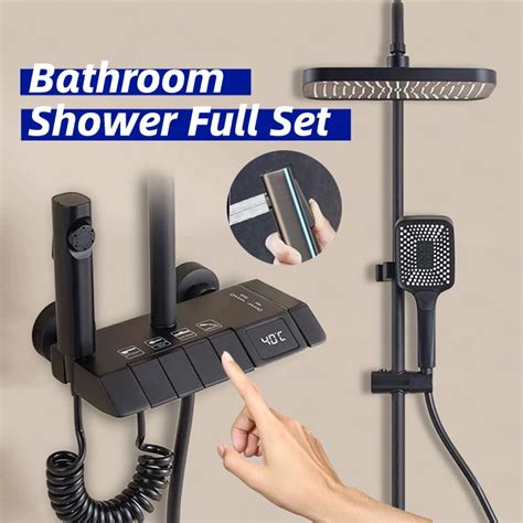 Bathroom Digital LED Shower Full Set Intelligent Hot And Cold Key Piano Style Shower System