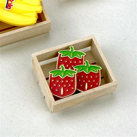 Pocket Strawberry Enamel Pin Etsy