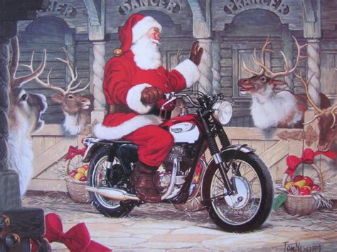 Motoblogn Santa Rides A Motorcycle Christmas Card Collection