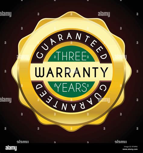 One Year Warranty Golden Badge Guarantee Label Stock Vector Image