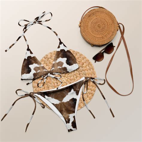 Cow Print String Bikini Extended Sizes 2XS 6XL Etsy