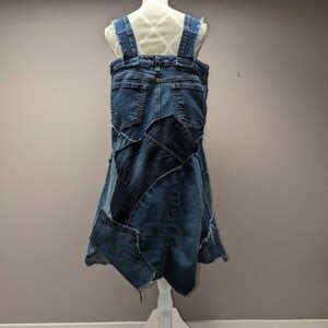 Upcycled Denim Patchwork Dress M L Etsy