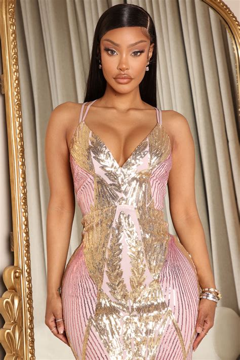 Back In Time Sequin Maxi Dress Mauve Combo Fashion Nova Dresses