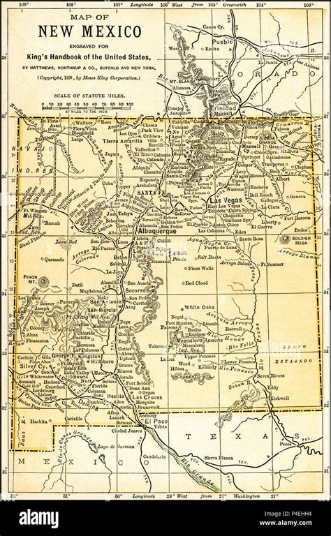 New Mexico Territory Antique Map 1891: Map of Territory of New Mexico ...