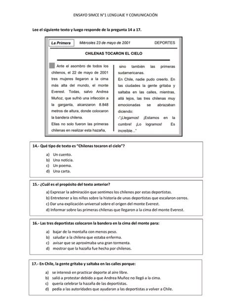 Ensayo Simce N Lenguaje Y Comunicaci N Profe Social