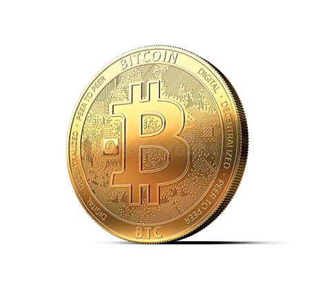 Bitcoin De Oro BTC Aislado En El Fondo Blanco Representación 3d Stock