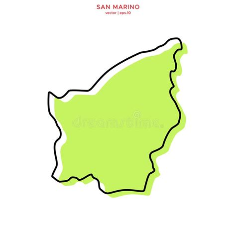 Mapa Verde De San Marino Con Plantilla De Dise O De Vector De Contorno