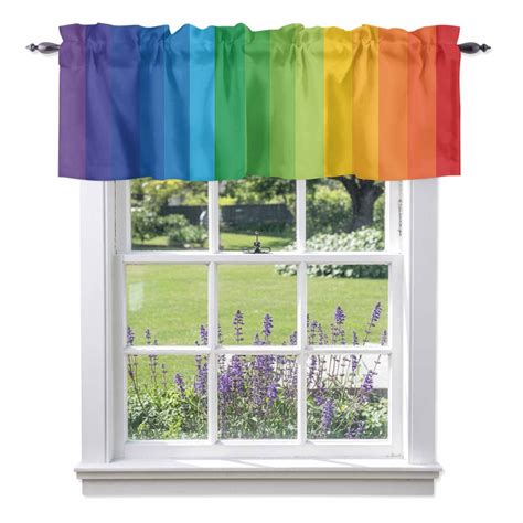 Colors Gradient Valance Curtain Purple Blue Green Yellow Orange Red
