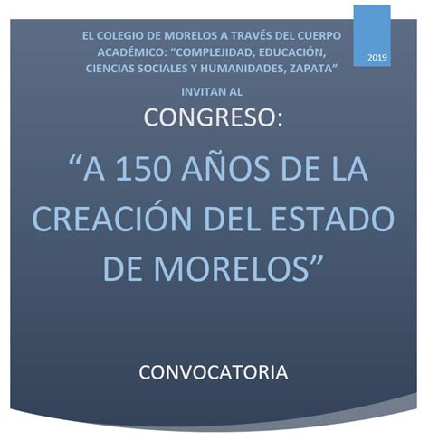 CONGRESO A 150 AÑOS DE LA CREACIÓN DEL ESTADO DE MORELOS