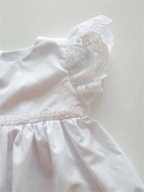 Baptism dress for baby girl, flutter sleeve dress, ivory baptism dress