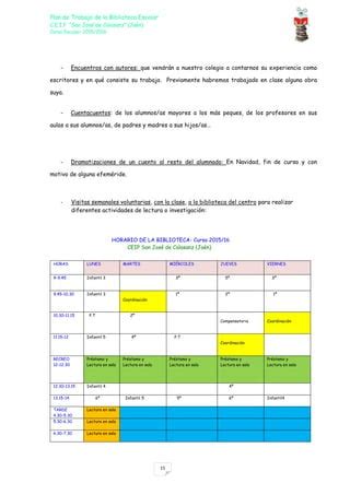 Plan de trabajo biblioteca ceip san josé de calasanz jaén pdf PDF