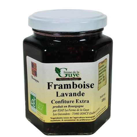 Confiture Framboise Lavande 320g Bio Ferme De Guye Saveurs De