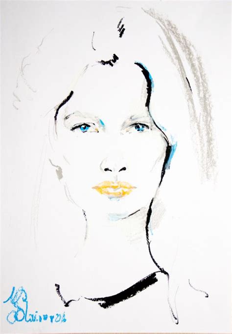 Woman Portrait Sketch 3 Modern Fashion Minimalism Drawing By Daria