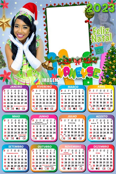 Calendário 2023 Feliz Natal Vaneyse Moldura Foto Montagem Imagem Legal