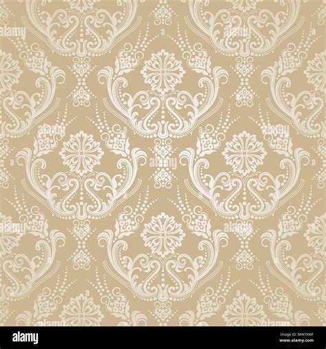 Seamless Golden Floral Victorian Style Damask Wallpaper Pattern This