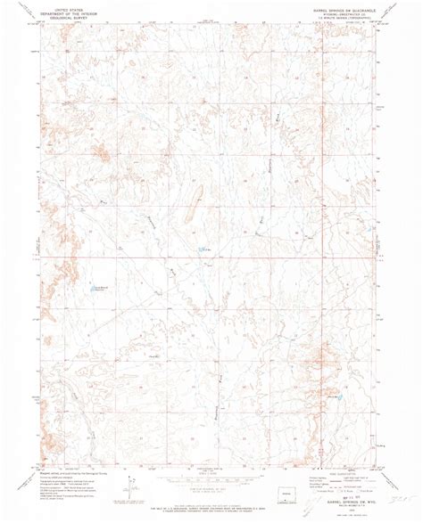 Classic Usgs Barrel Springs Sw Wyoming 75x75 Topo Map Mytopo Map