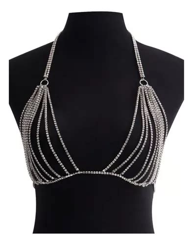 Top Bikini Cadena Diamantado Imitación Arnes Pedriería MercadoLibre