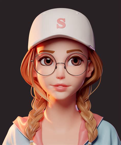 Artstation Glasses Girl Shun Character Design Animation Cartoon