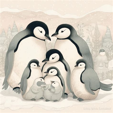 Premium AI Image A Drawing Of A Group Of Penguins With The Words