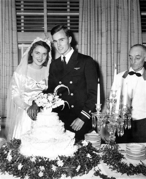 Barbara and George H.W. Bush on their wedding day, Rye, New York. January 6, 1945 [1301x1592 ...