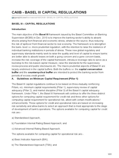 Understanding the Basel III Capital Regulations: Pillars, Requirements ...