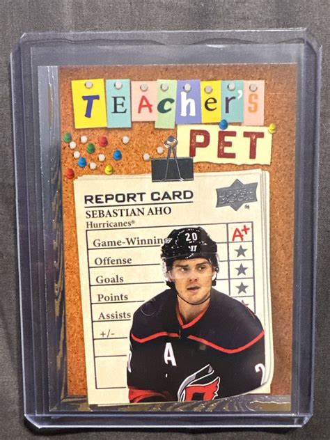 2023 24 Upper Deck Series 1 Teachers Pet TP 9 Sebastian Aho Carolina