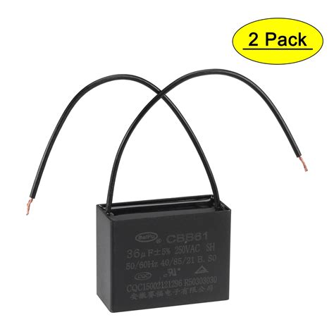 Uxcell 36uF 250V AC 2 Wires CBB61 Ceiling Fan Capacitors 2 Pack