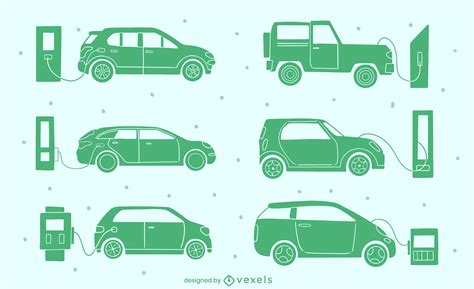 Electric Cars Set Vector Download