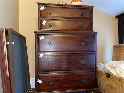 Lot Vintage Wooden Dresser With Mirror