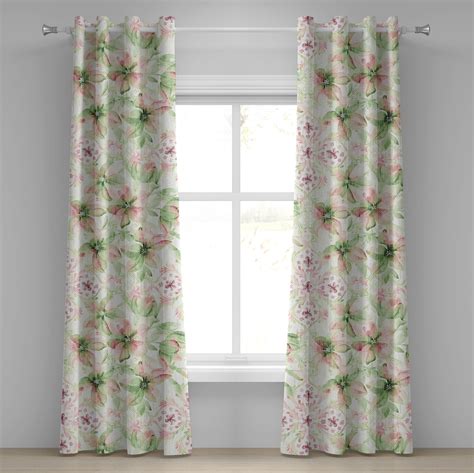 Ambesonne Floral Design Grommet Curtain Romantic Flowers Boho 50x72