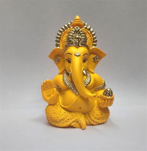 Ganesha idol for home - Mango Terracotta - Gold Art India®