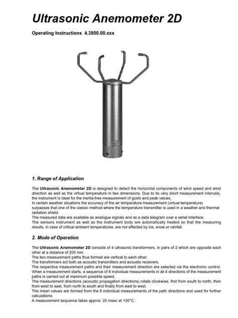 Ultrasonic Anemometer 2D: Operating Instructions 4.3800.00.xxx | PDF ...