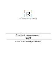 Bsbadm Student Assessment Tasks Docx Student Assessment Tasks